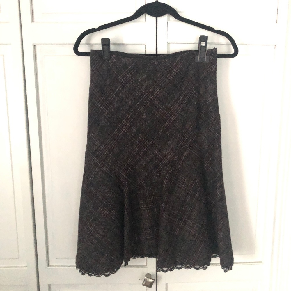 Express gray and purple plaid skirt 0